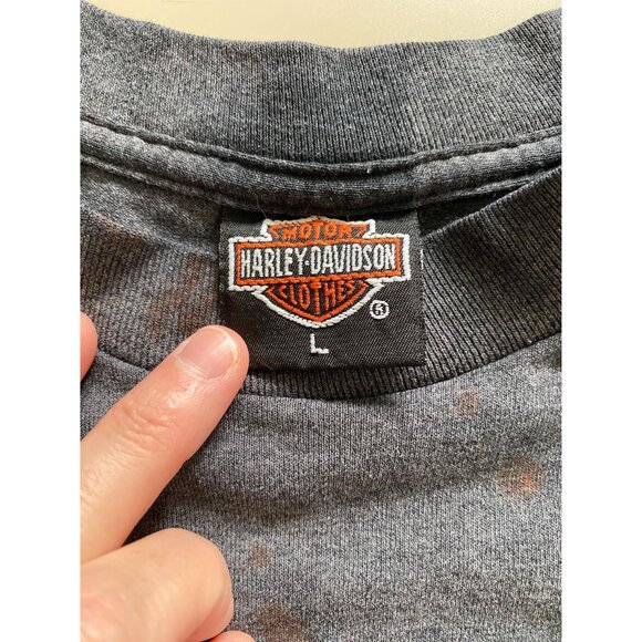 Vintage Harley Davidson 3D Emblem T-shirt Size L Follow the Eagle 1991 Laconia - Picture 4 of 10